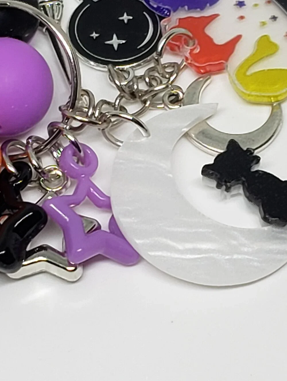 Handmade Halloween Hocus Pocus Silicone Focal Bead Wristlet Keychain Bracelet